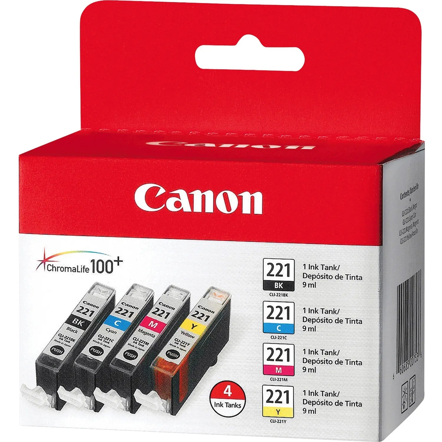 Canon Cli-221 Original Ink Cartridge Cyan, Magenta, Yellow - 4 / Pack 213-304