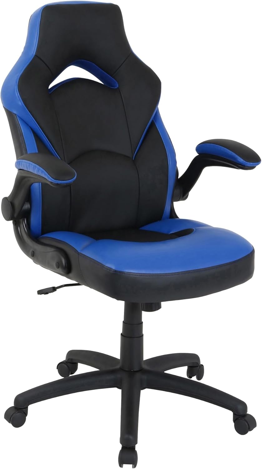 Lorell Lys Bucket Seat High-Back Gaming Chair Black/Blue 240-617