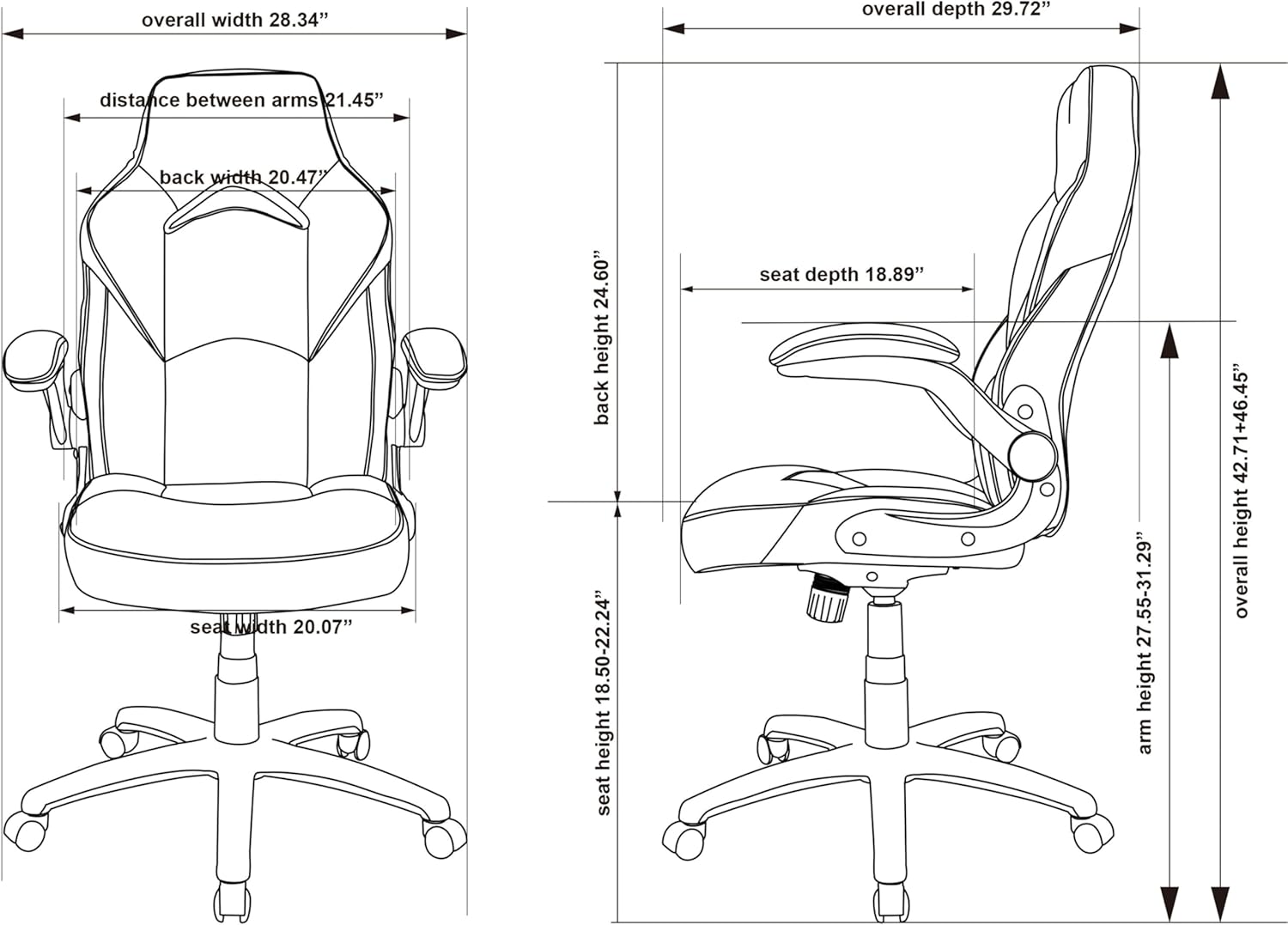 Lorell Lys Bucket Seat High-Back Gaming Chair Black/Blue 240-617_1