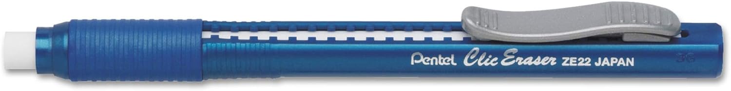 Clic Eraser Grip Eraser, For Pencil Marks, White Eraser, Blue Barrel 278-654
