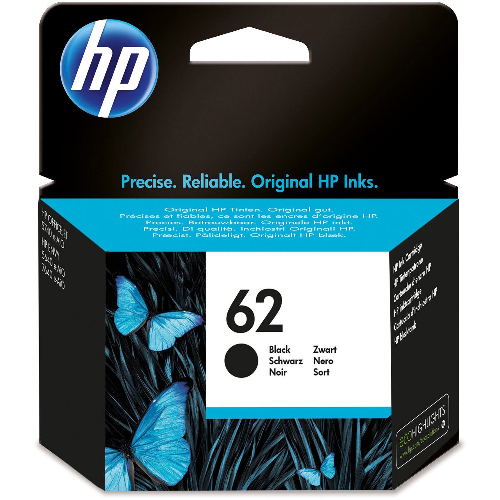 Hp 62 (C2P04An) Original Inkjet Ink Cartridge - Black - 1 Each 282-275