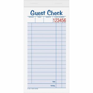 BOOK,GUEST CHECK,2PT,10PK 291-243