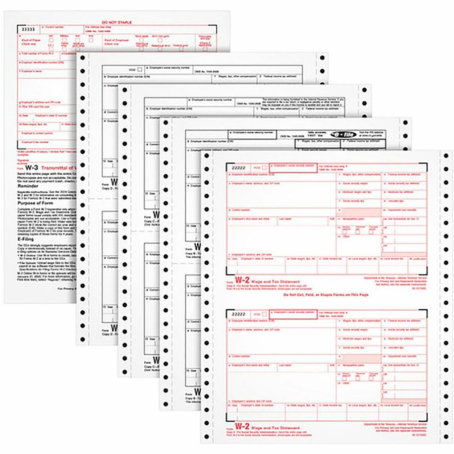 TOPS CARBONLESS STANDARD W-2 TAX FORMS 306-404