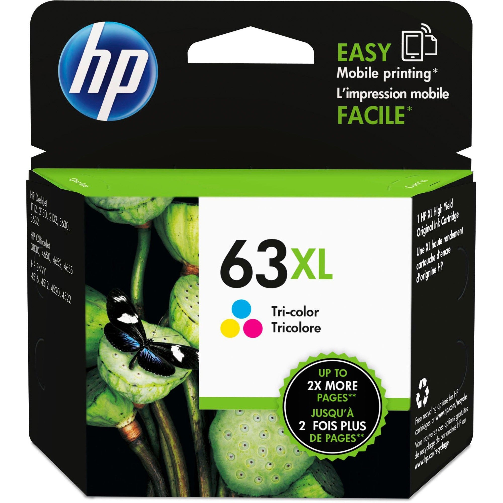 Hp 63Xl Original High Yield Inkjet Ink Cartridge - Tri-Color - 1 Pack 319-491