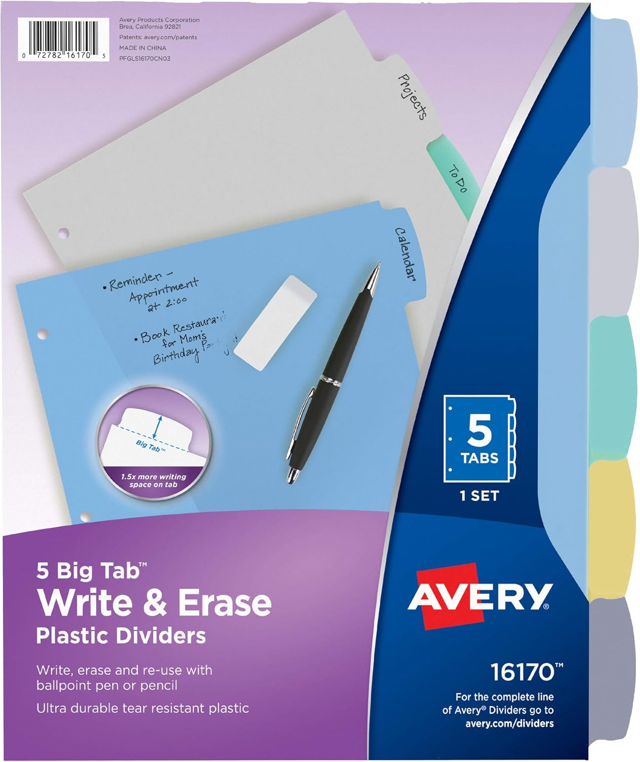 Write On Plastic Dividers 339-398