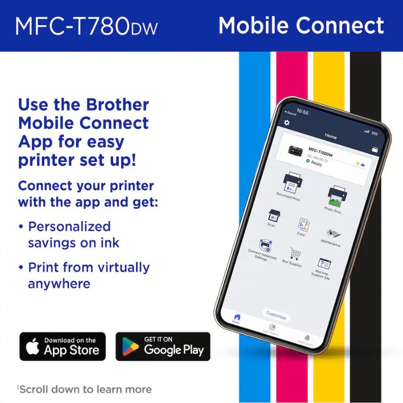 Brother Inkvestment Tank Mfc-T780Dw Wireless Color Inkjet Printer 40 396-923_5