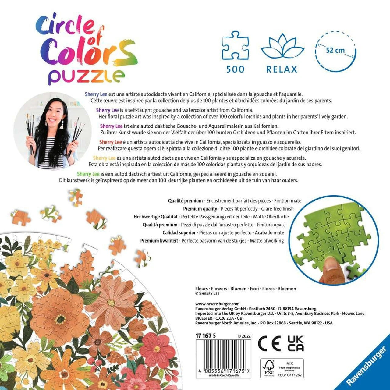 Flowers 500 Piece Round Jigsaw Puzzle (Circle Of Colors) - Ravensburger 20 4005556171675_3
