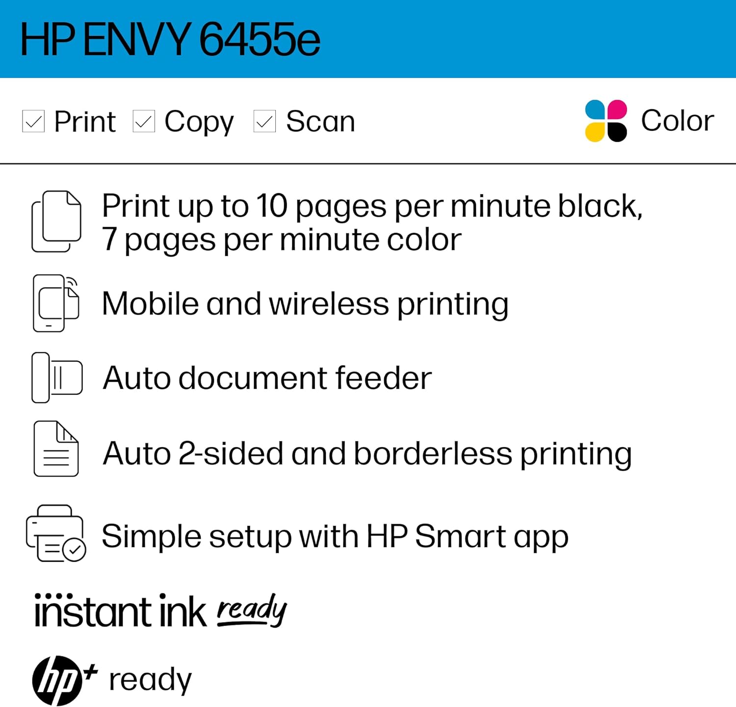 Hp Envy 6455E Wireless Color Inkjet Printer, Print, Scan, Copy, Mobile Printing 423-843_1