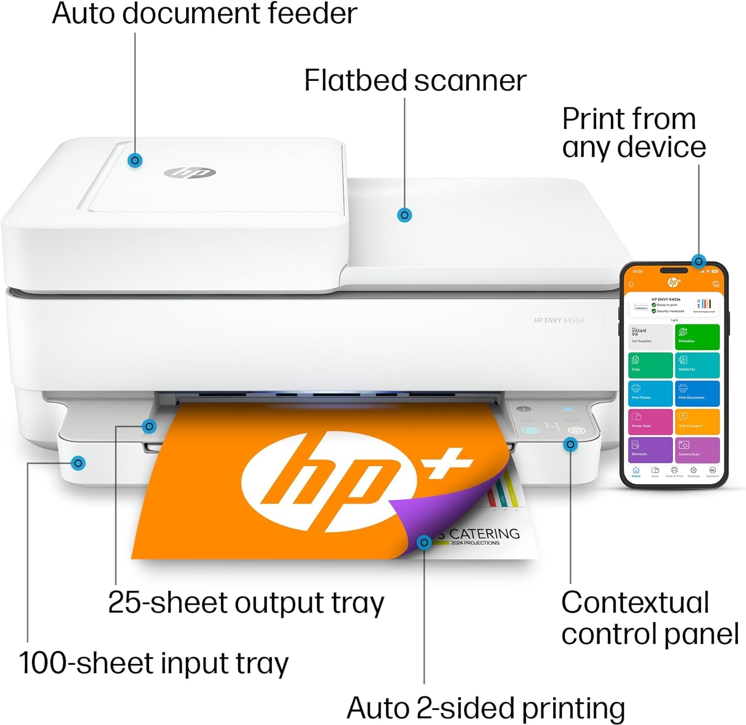 Hp Envy 6455E Wireless Color Inkjet Printer, Print, Scan, Copy, Mobile Printing 423-843_3