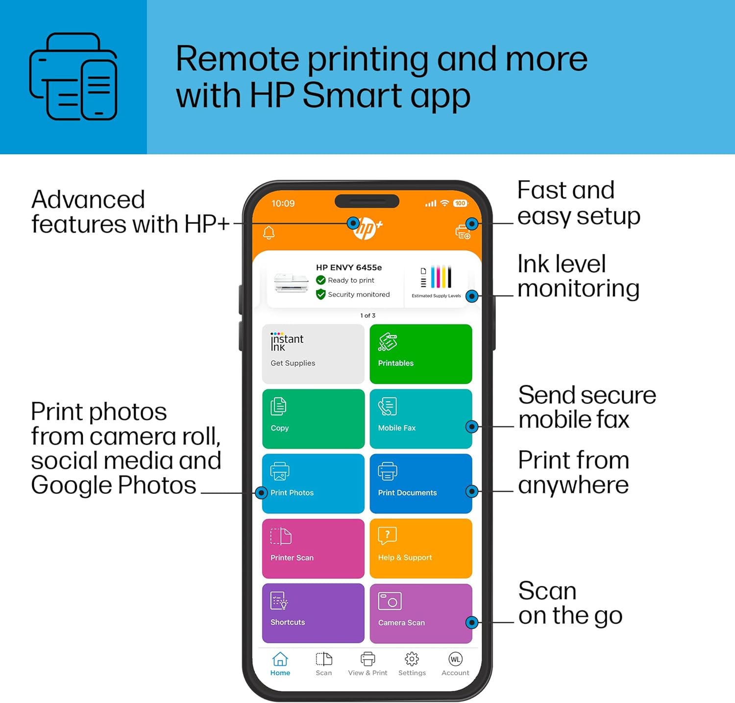 Hp Envy 6455E Wireless Color Inkjet Printer, Print, Scan, Copy, Mobile Printing 423-843_8