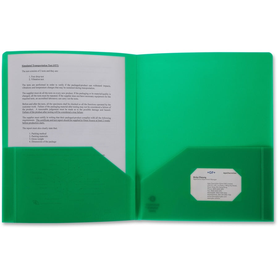 Poly 2 Pocket Folder Green 424-379