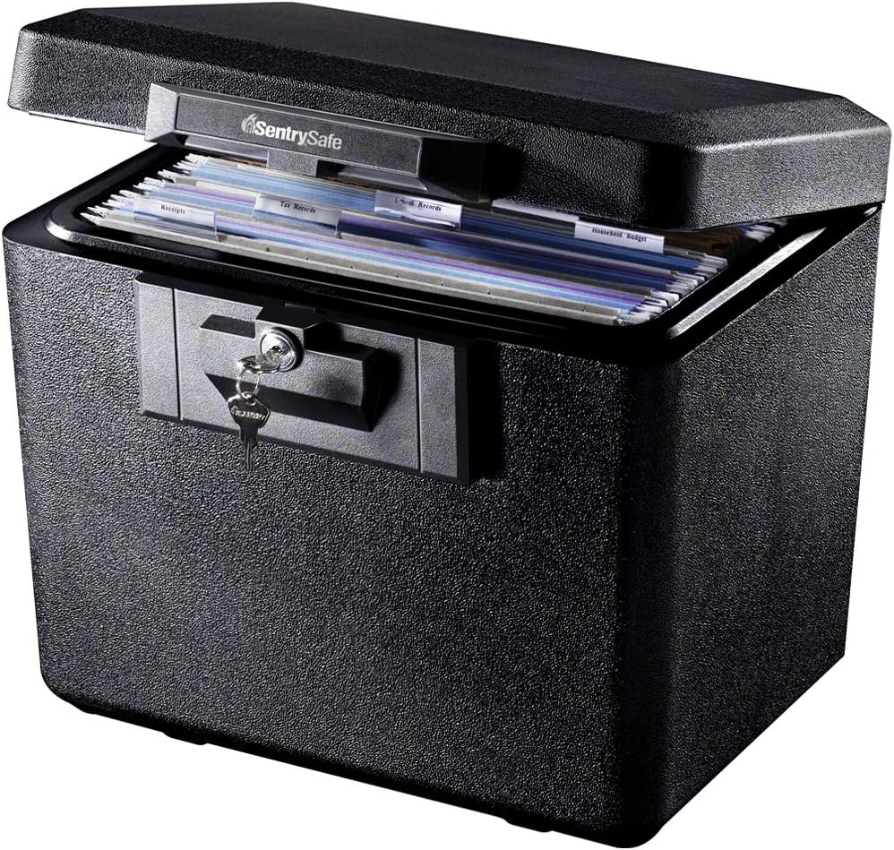 Sentrysafe Black Fireproof Document Box With Key Lock 446-847