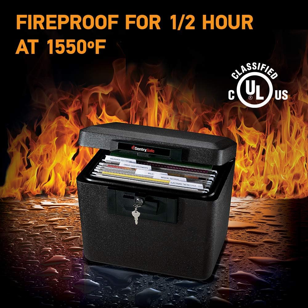 Sentrysafe Black Fireproof Document Box With Key Lock 446-847_1