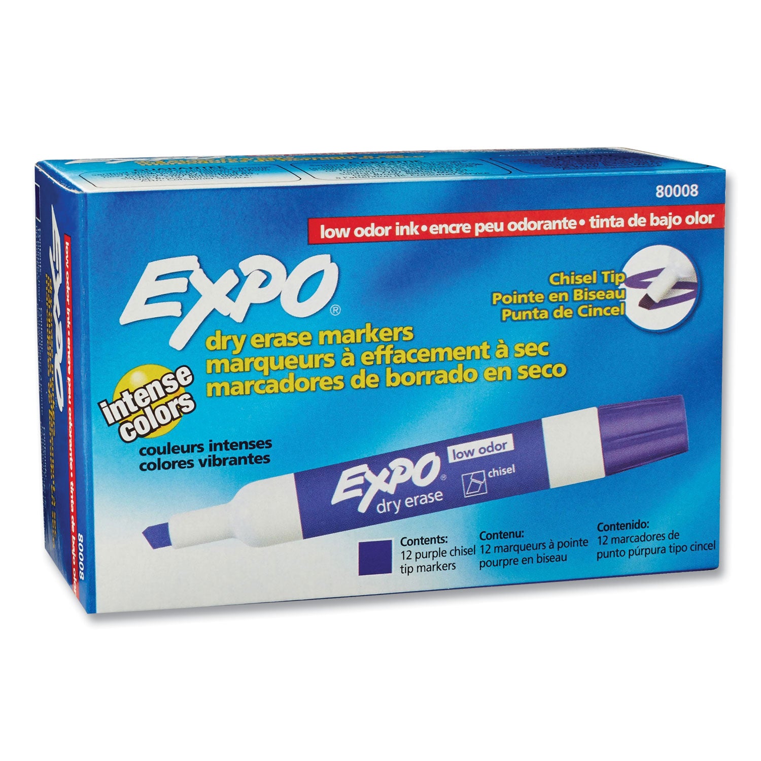 Low-Odor Dry-Erase Marker, Broad Chisel Tip, Purple 475-424