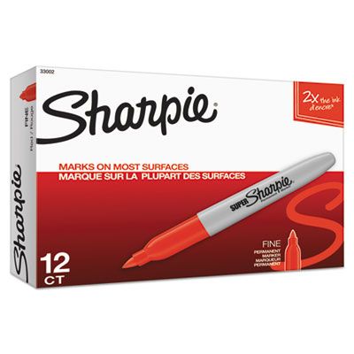 Sharpie 33002 Super Permanent Markers, Fine Point, Red, Dozen 504-254