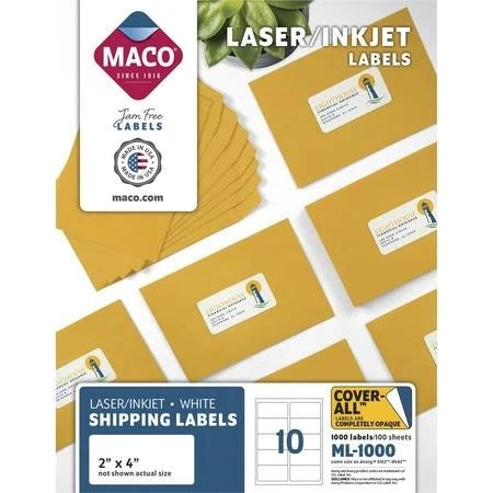 2X4 White Shipping Labels 537-714