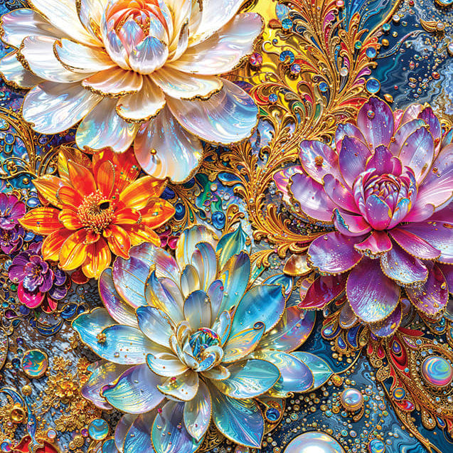 Pearlescent Waterlilies 1000 Piece Jigsaw Puzzle - Enjoy 5949194022441