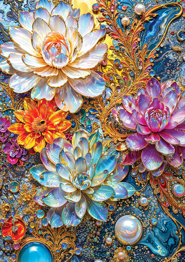 Pearlescent Waterlilies 1000 Piece Jigsaw Puzzle - Enjoy 5949194022441