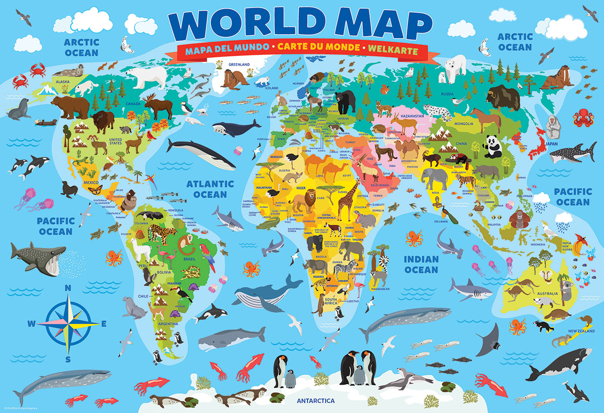 Eurographics Illustrated Map Of The World 100 Piece Puzzle 6100-5554