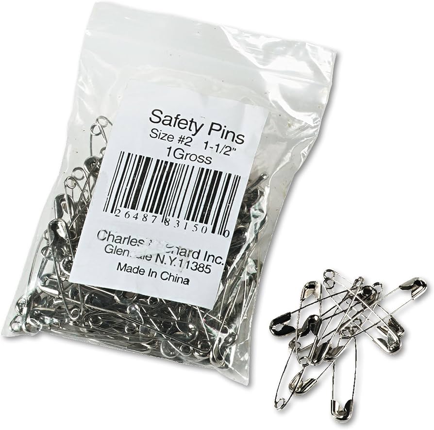Charles Leonard Safety Pins, Nickel-Plated, 1-1/2" - 144/Pack 40 616-537