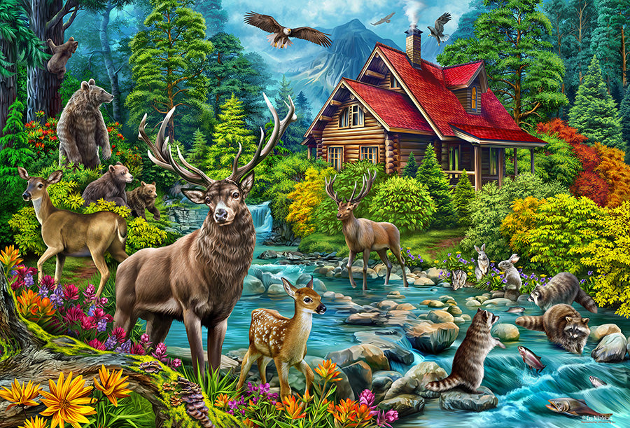 Red-Roofed Cabin 2000 Pc Puzzl 625012490160
