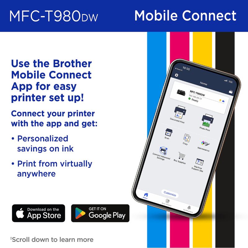 Brother Inkvestment Tank Mfc-T980Dw Wireless Color Inkjet Printer 40 673-660_5