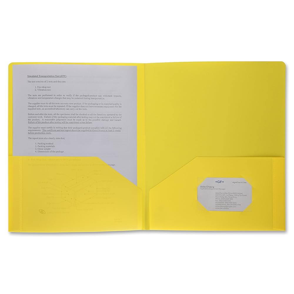 POLY 2 POCKET FOLDER YELLOW 769-194