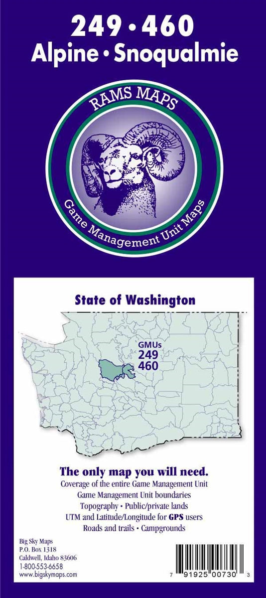 Alpine 249/Snoqualmie 460 Gmu Map - Big Sky Maps 791925007303