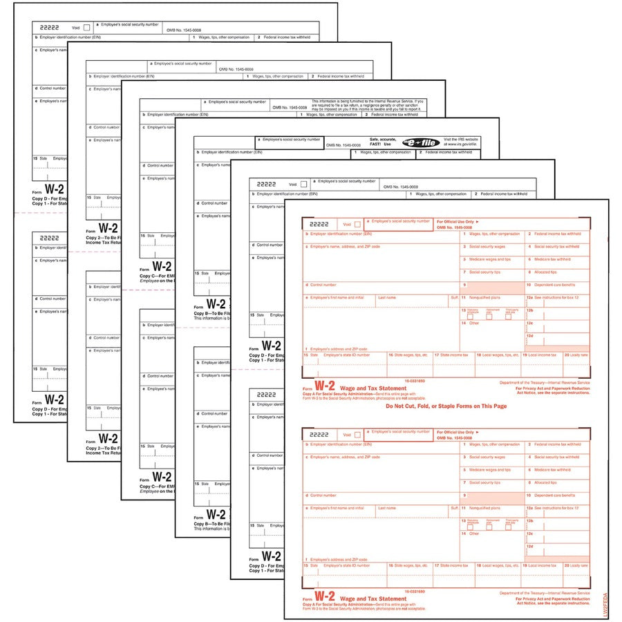 2024 W-2 REGULAR PRINTER TAX FORMS 850-704