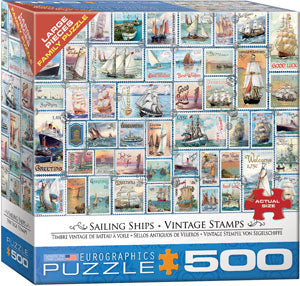 Sailing Ships Vintage Stamps 500 Piece Puzzle 8500-5357_588dab7c-7192-4df5-8d91-5c7aa66ddaff