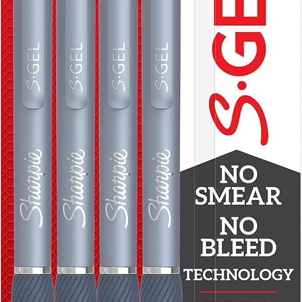 0.7Mm Sharpie S-Gel Blue Barrel Black Ink Pen 4 Pack 876-117