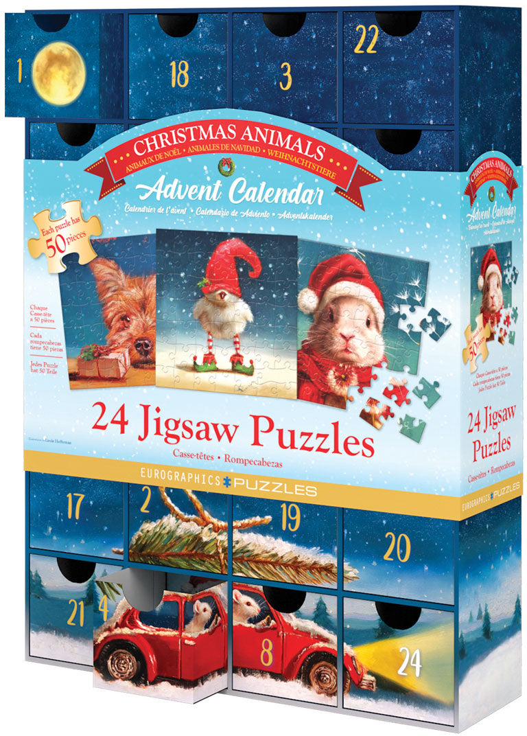 Eurographics Christmas Animals Advent Calendar 24 Mini Puzzles 8924-5734