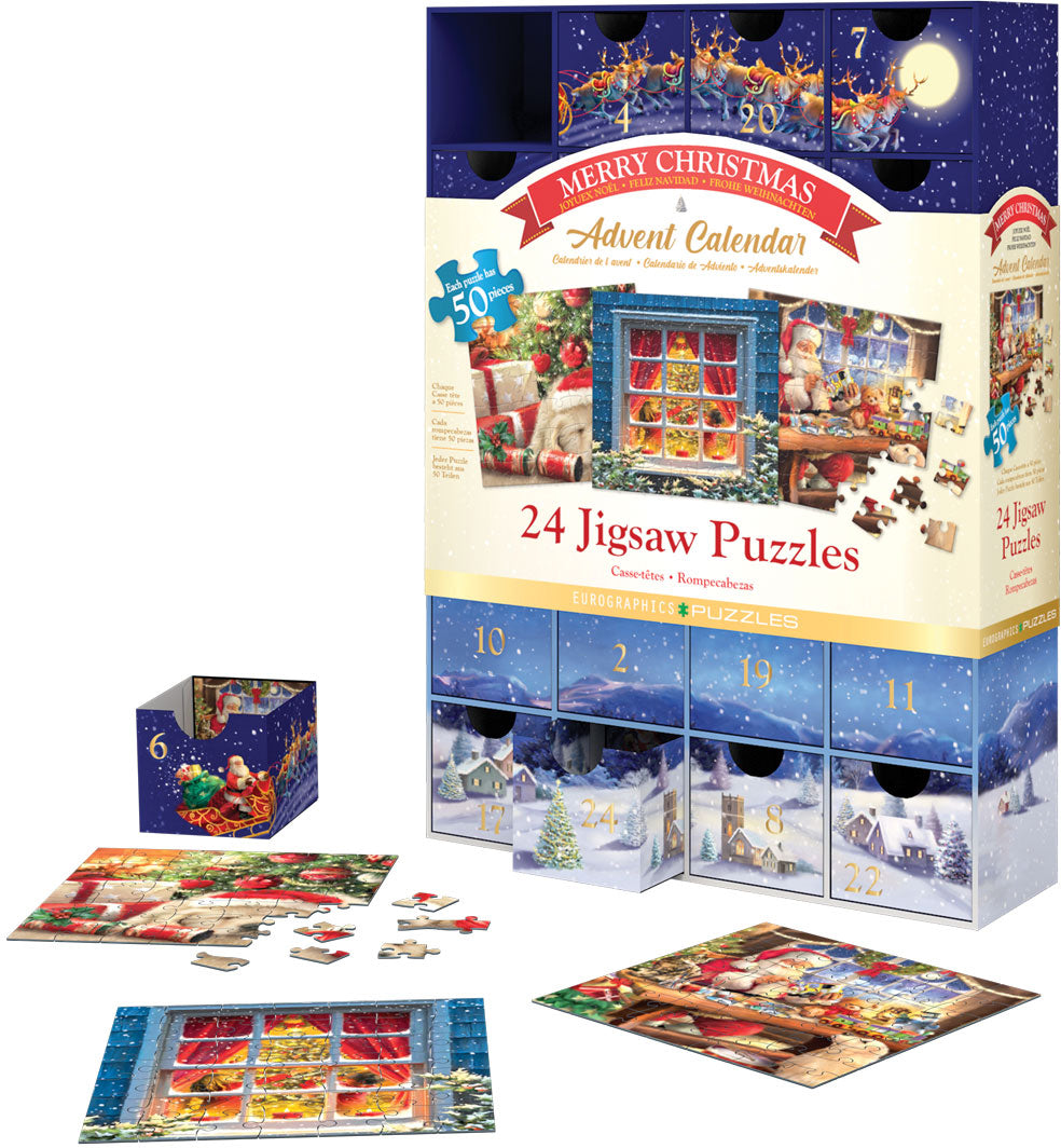 Eurographics Merry Christmas Advent Calendar 24 Mini Puzzles 8924-5735