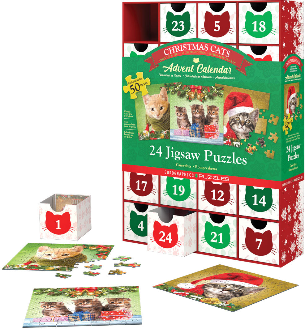 Eurographics Christmas Cats Advent Calendar 24 Mini Puzzles 8924-5737