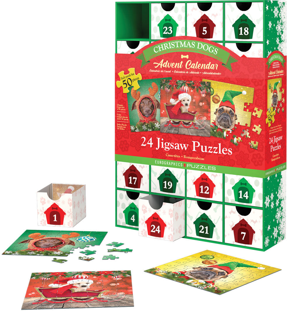 Eurographics Christmas Dogs Advent Calendar 24 Mini Puzzles 8924-5738