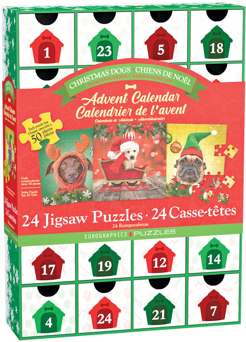Eurographics Christmas Dogs Advent Calendar 24 Mini Puzzles 8924-5738