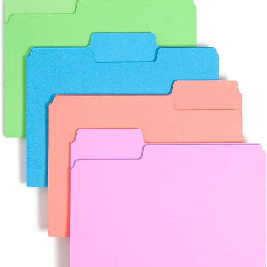 Glow File Folders, 1/3Cut 11Pt Pack Of 24 965-844