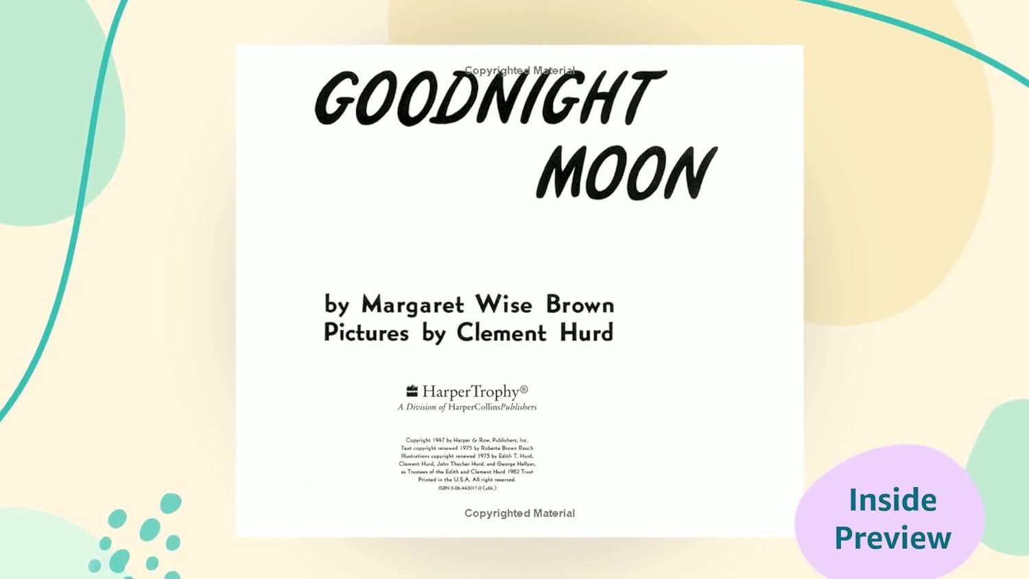 Goodnight Moon Childrens Picture by Brown. Margaret Wise ; Hurd. Clement 9780060775858_1