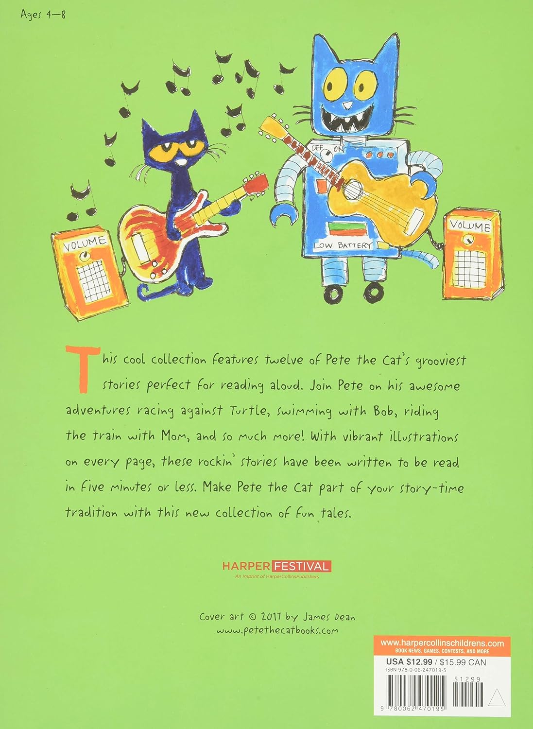 Pete The Cat: 5-Minute Pete The Cat Stories: Includes 12 Groovy Stories! by Dean 9780062470195_1