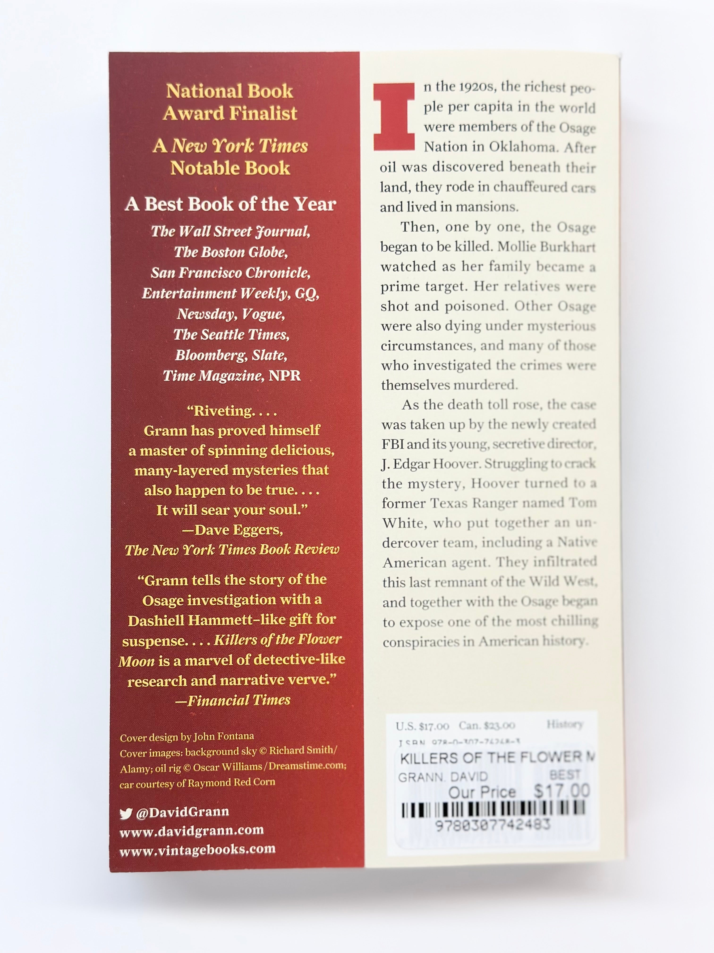 Killers Of The Flower Moon: The Osage Murders And The Birth Of The Fbi by Grann. 9780307742483_1