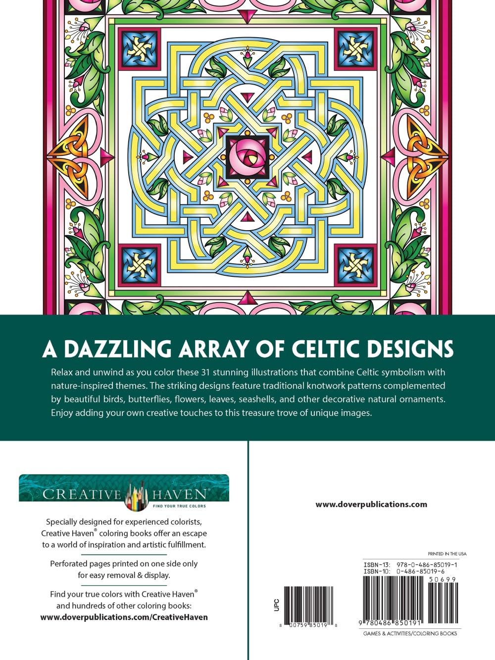 Creative Haven Celtic Nature Designs Coloring Book by Buziak. Cari 9780486850191_1