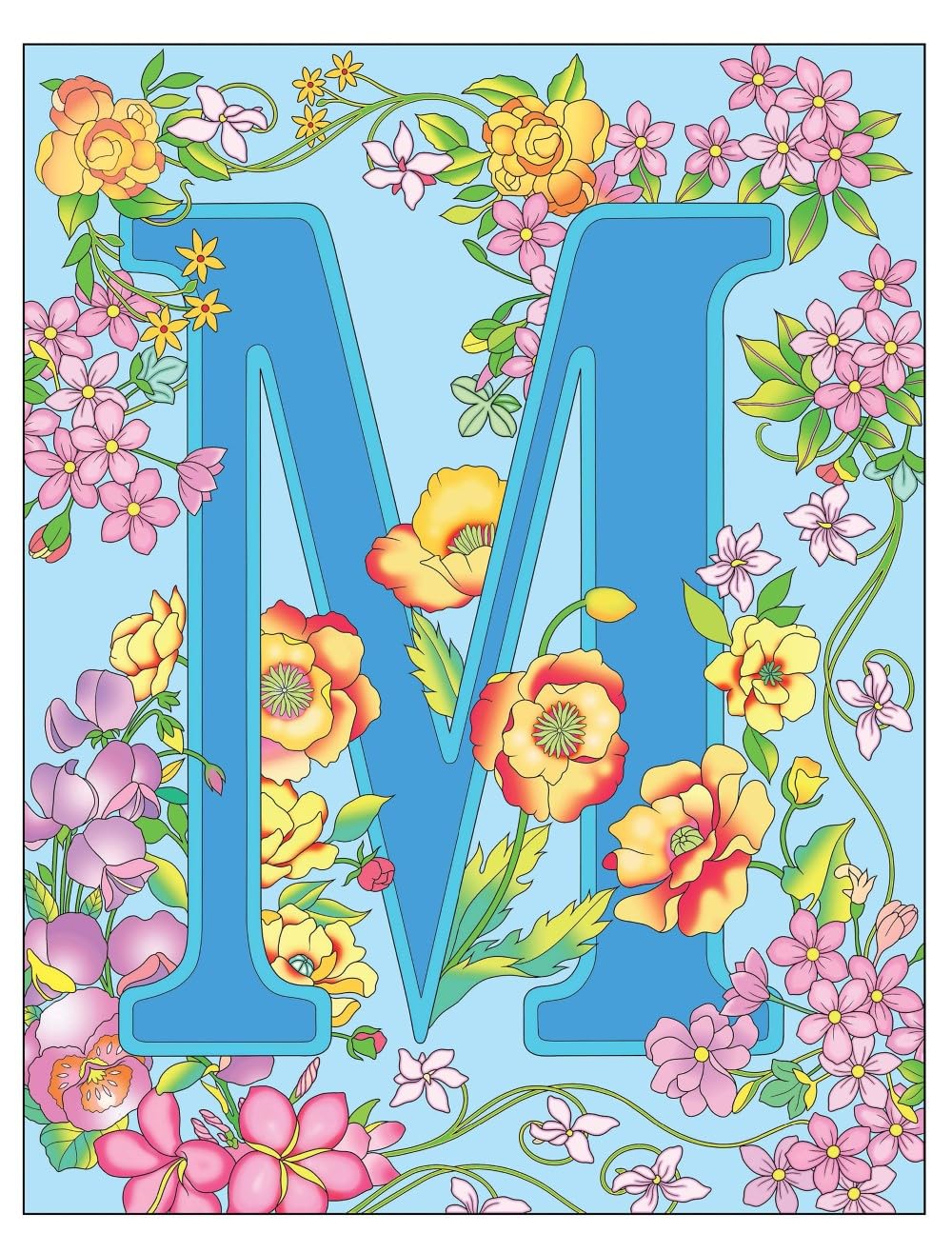 Creative Haven Beautiful Floral Alphabet Design Coloring Book by Noble. Marty 9780486850559_2