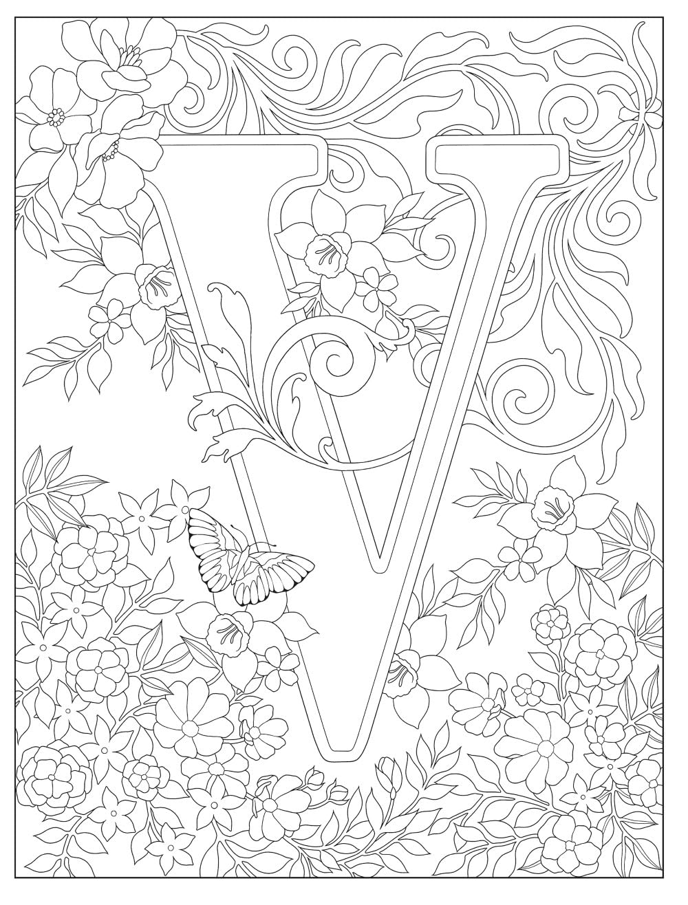 Creative Haven Beautiful Floral Alphabet Design Coloring Book by Noble. Marty 9780486850559_5