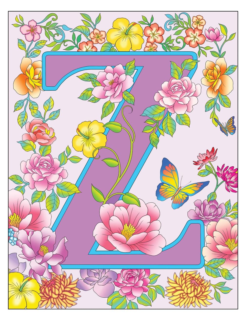 Creative Haven Beautiful Floral Alphabet Design Coloring Book by Noble. Marty 9780486850559_7