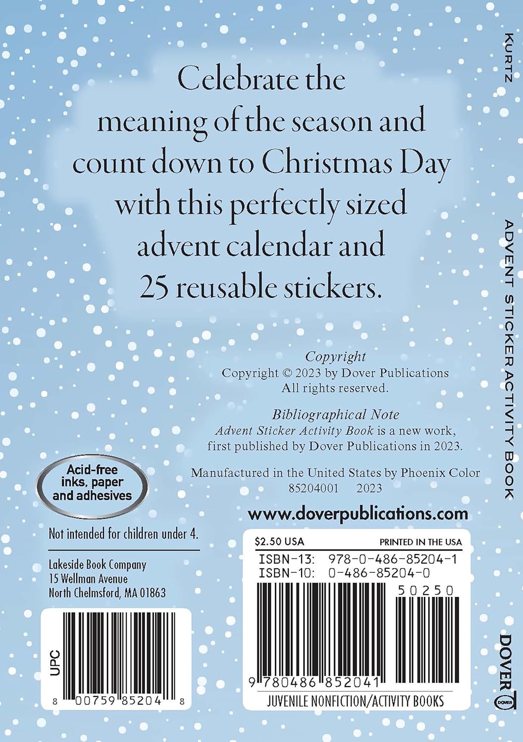 Advent Sticker Activity Book by Kurtz. John 9780486852041_1