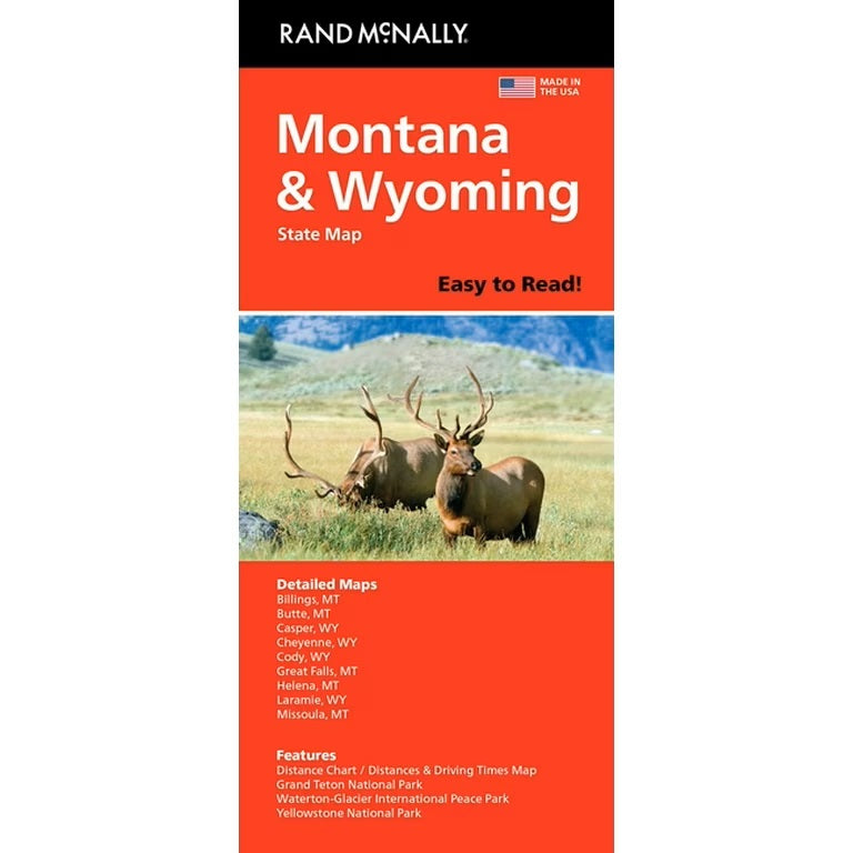 Montana & Wyoming State Map Easy To Read Folded - Rand Mcnally 9780528028977