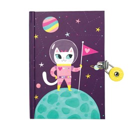 Space Cat Glow-in-the-Dark Locked Diary from Mudpuppy, Illustrated by Black. Allison 50 9780735352124