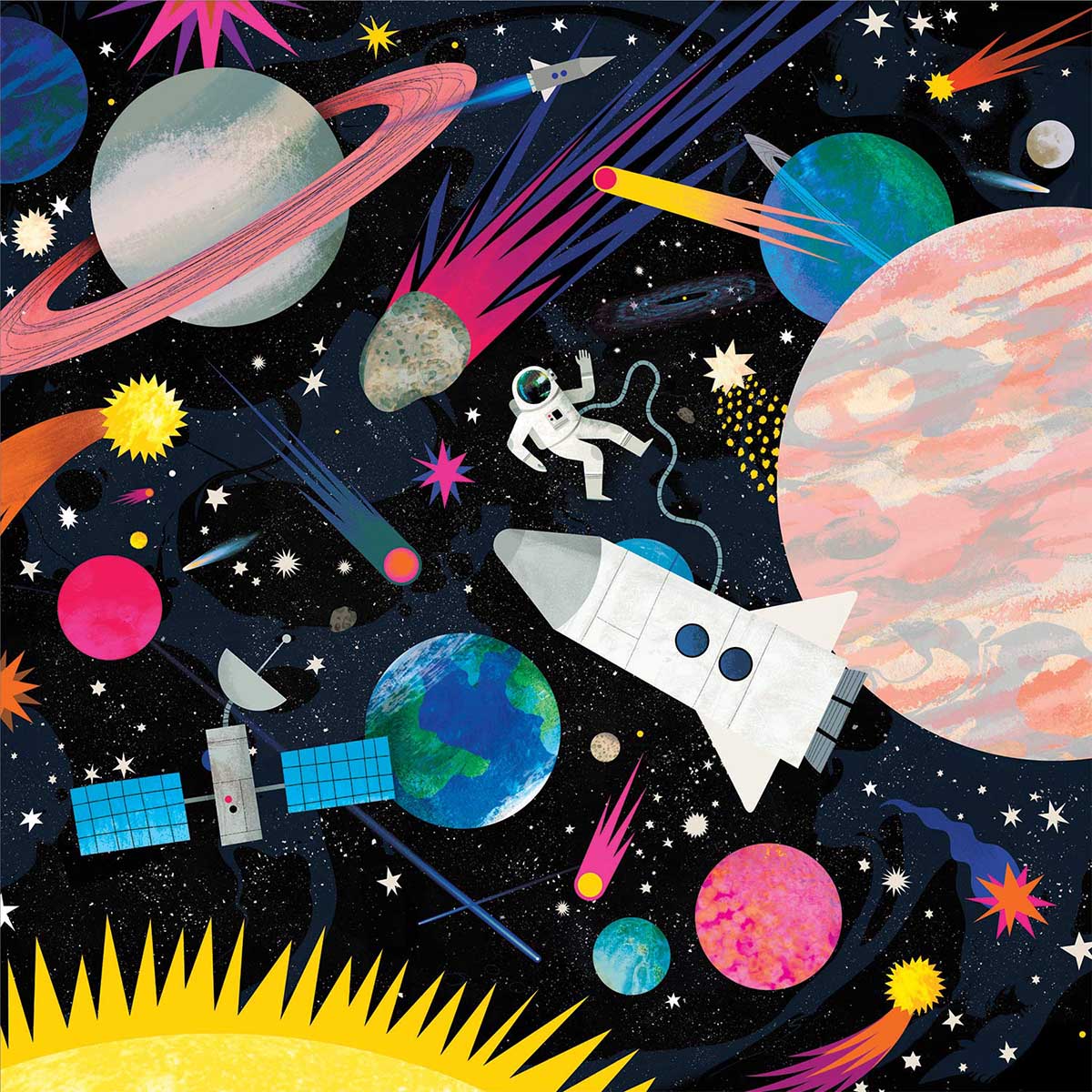 Space Illuminated 500 Piece Glow In The Dark Family Jigsaw Puzzle by Mudpuppy 9780735361003
