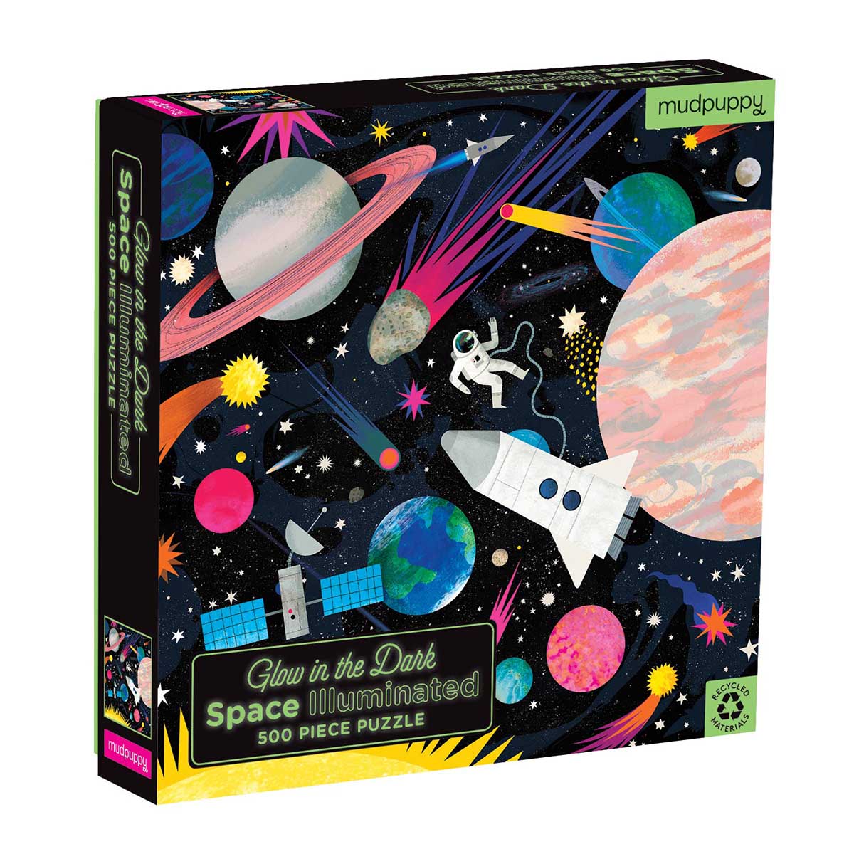 Space Illuminated 500 Piece Glow In The Dark Family Jigsaw Puzzle by Mudpuppy 9780735361003_1
