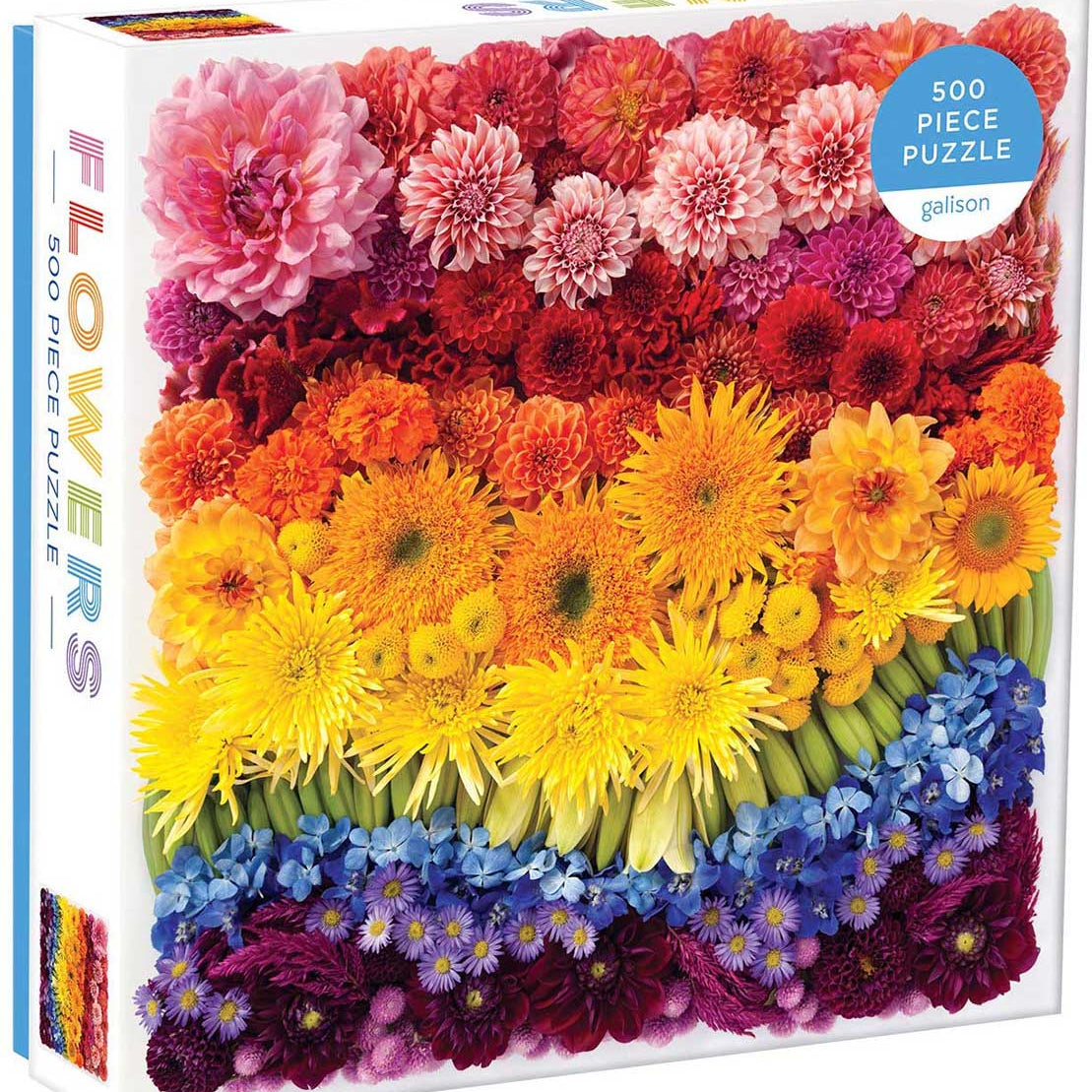 Rainbow Summer Flowers 500 Piece Jigsaw Puzzle - Galison 9780735361430_1